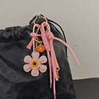 Leather Sunflower Bag Charm Keychain for Women Fashion Accessory Gift
