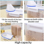 Plastic Dog and Cat Food Storage Container with Measuring Cup - Moisture-Proof, Sealed Pail for Pet Supplies