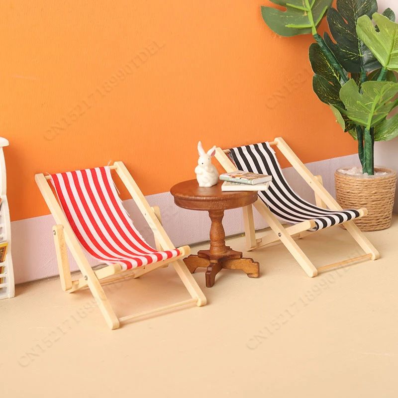 Mini Wooden Beach Chair Dollhouse Furniture