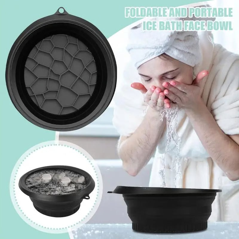 Foldable Silicone Face Ice Bath Bowl – Portable Facial Ice Plunge Basin for Skin Care & Puffiness Relief