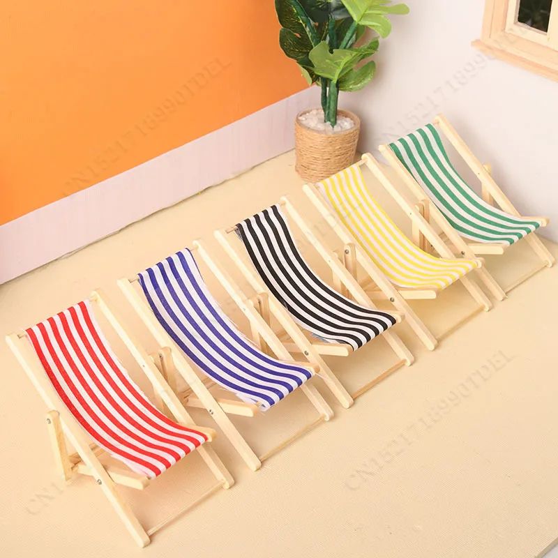 Mini Wooden Beach Chair Dollhouse Furniture