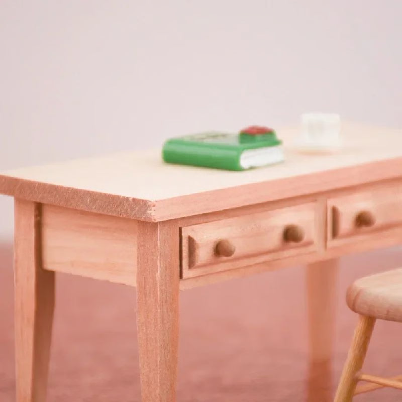 Miniature Dollhouse Study Desk with Books – Realistic Tiny Furniture Decor