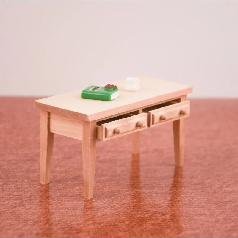 Miniature Dollhouse Study Desk with Books – Realistic Tiny Furniture Decor